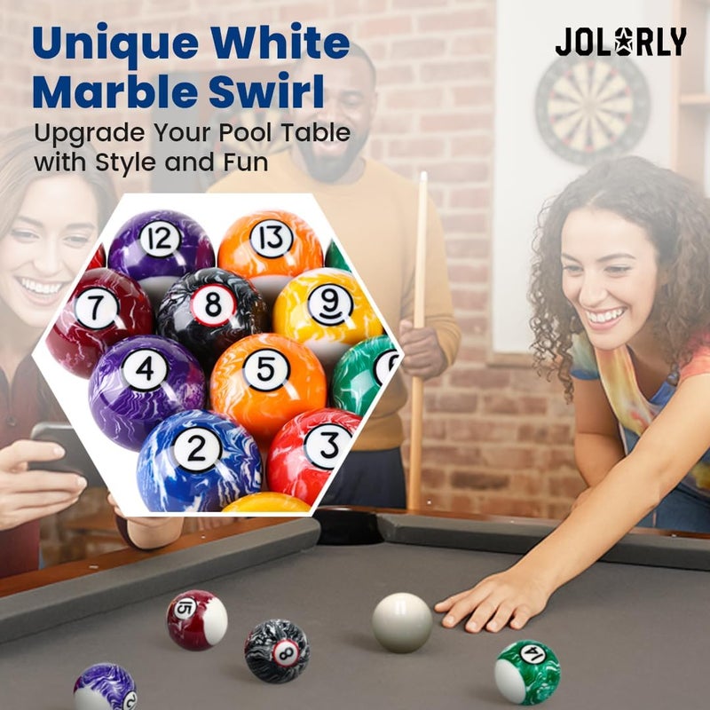 JOLORLY Pool Balls Billiard Set – 2-1/4" Regulation Size, 6 oz Professional Weight, AAA Grade Pure Resin, Pool Table Balls for Tournament, Bar, Game Room & Gifts - Image 4